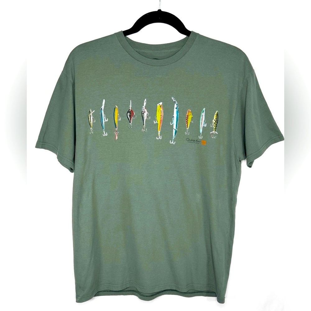 Quicksilver Green Fishing T-shirt Graphic Waterman Collection Outdoors Sz XL
